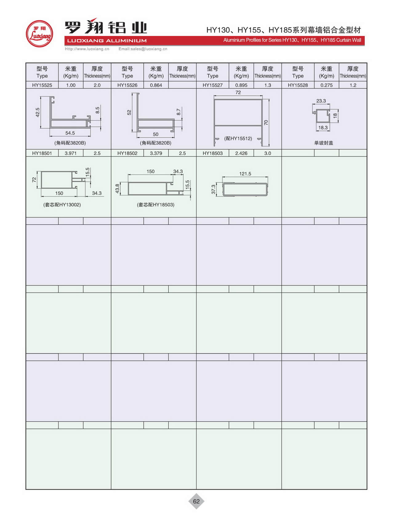 HY130、HY155、HY185系列幕墻